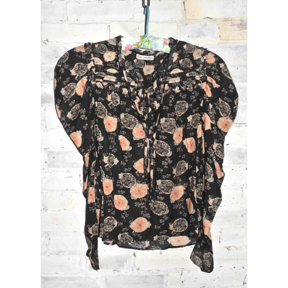 Ulla Johnson Big Shoulder Sheer Fall Floral Blouse Size 2